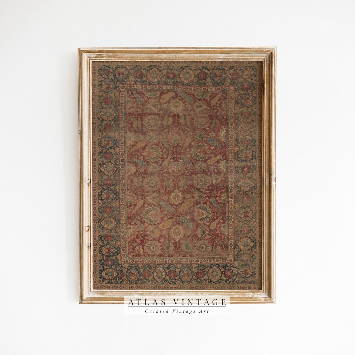 Antique Persian Rug Pattern Red Blue Textile Design Gallery Poster