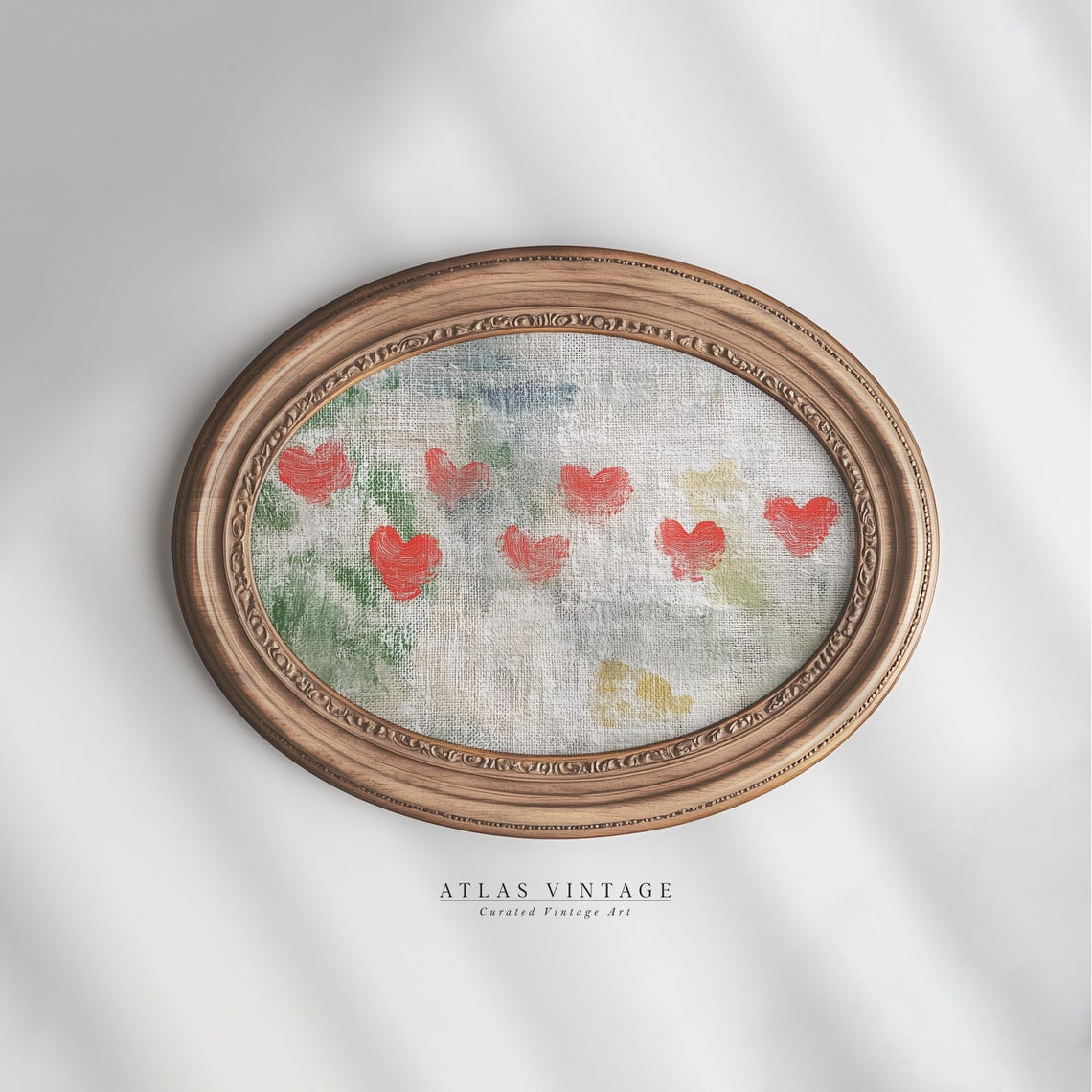 Red Hearts on Linen Rustic Canvas Style Valentine Love Wall Art - Image 6