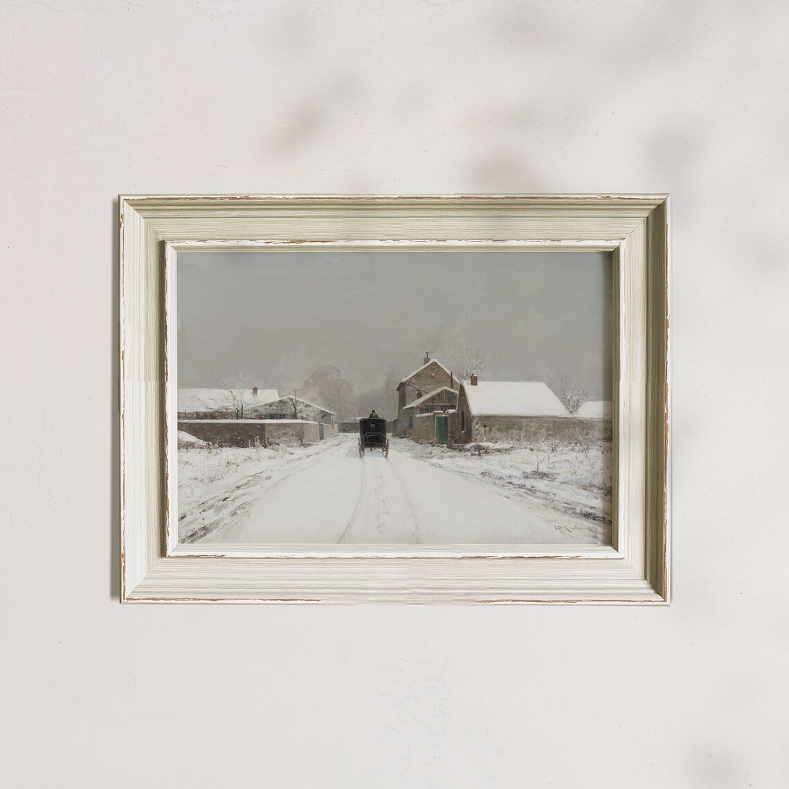 Horse Drawn Carriage on Snowy Village Street Vintage Winter Poster - Image 6