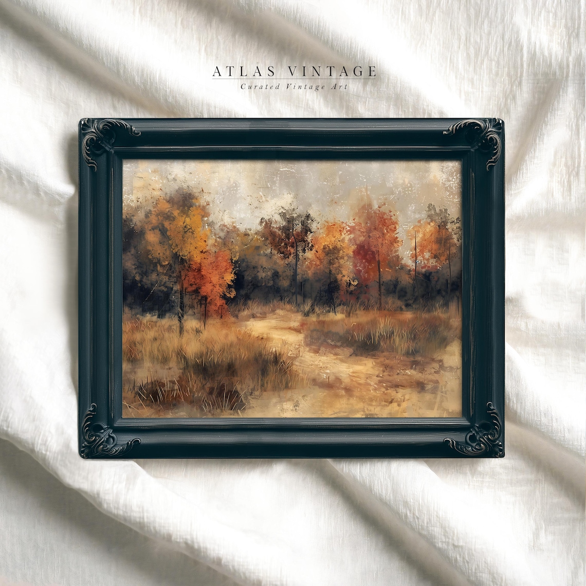 Autumn Forest Edge with Orange Trees and Golden Meadow Poster - Image 6