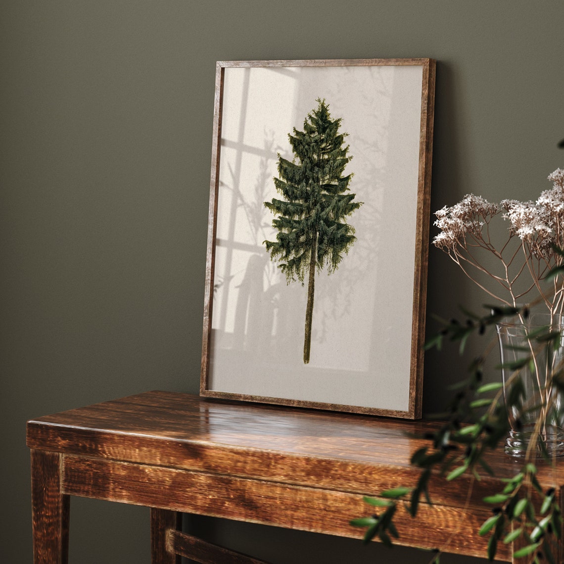 Single Pine Tree Botanical Study Cream Background Art Poster - Image 7