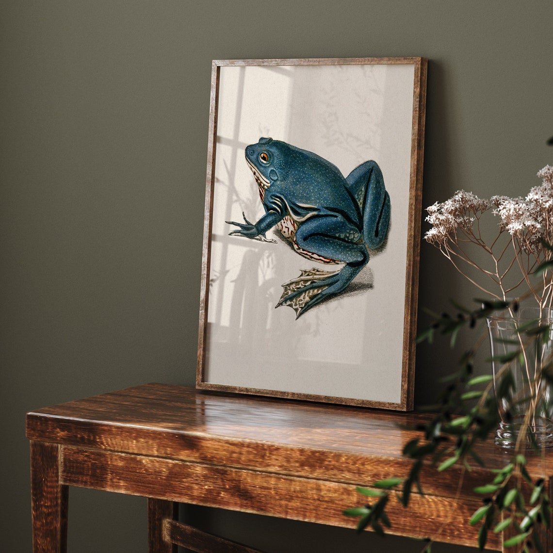 Blue Frog Vintage Naturalist Illustration Antique Toad Study Wall Art - Image 8