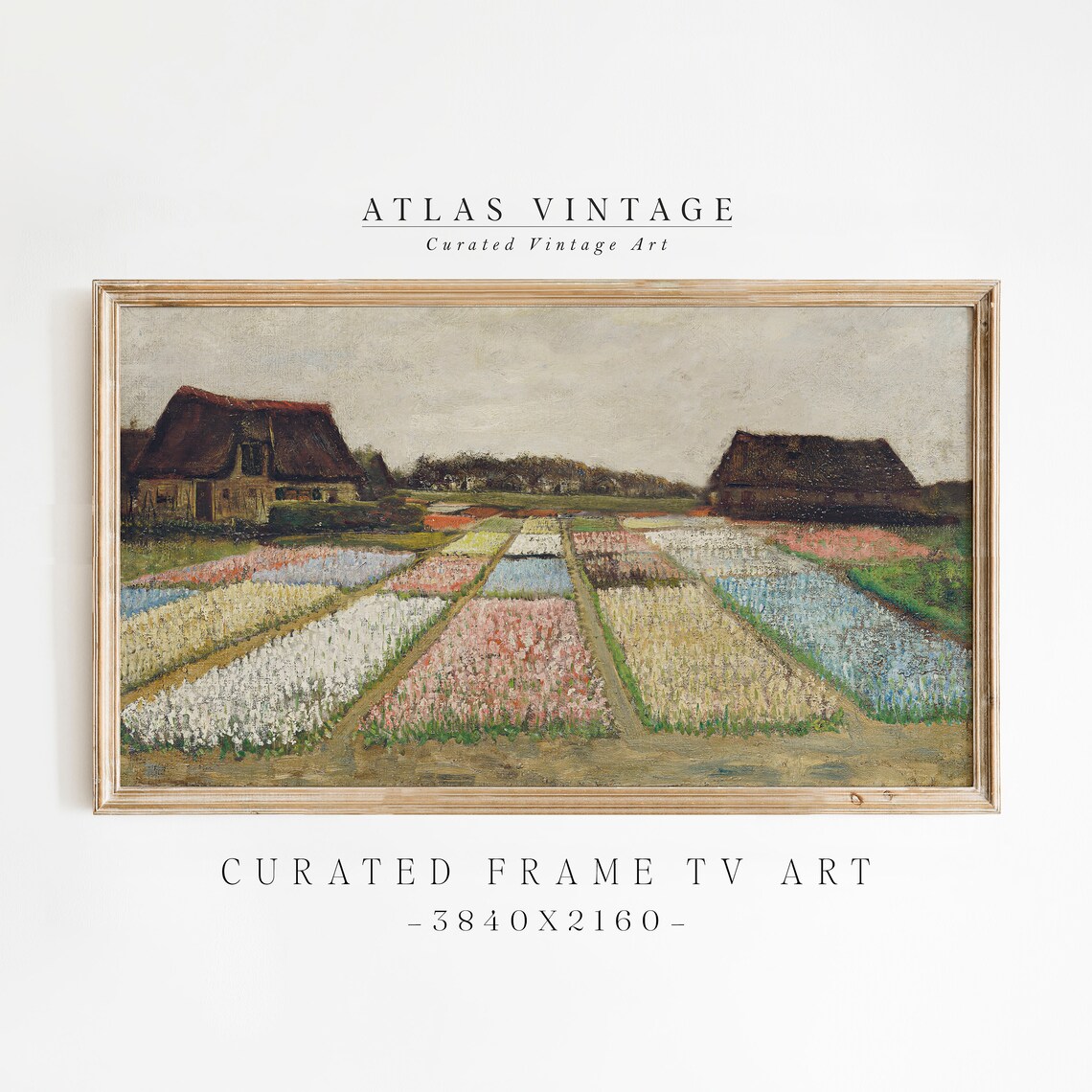 Impressionist Colorful Flower Farm Poster Holland Bulb Field Painting