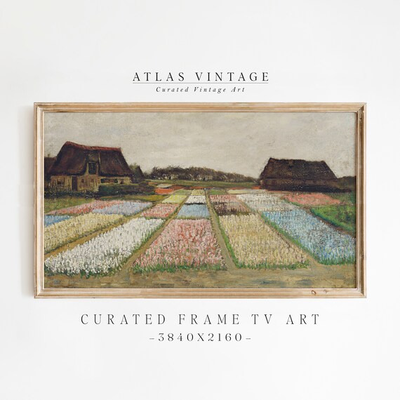 Impressionist Colorful Flower Farm Poster Holland Bulb Field Painting