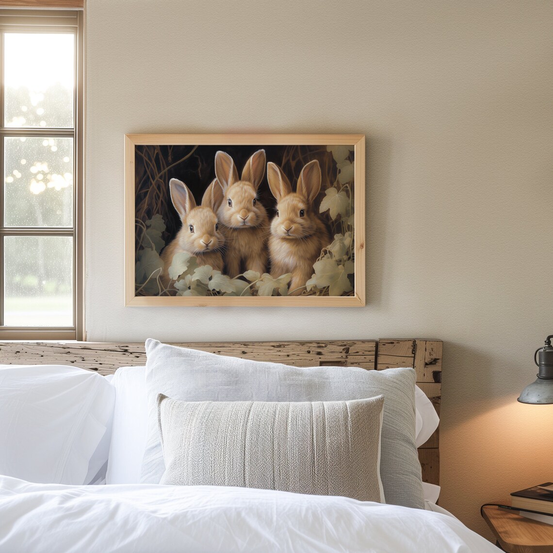 Three Baby Bunnies In Dark Ivy Moody Spring Rabbit Family Poster - Image 7
