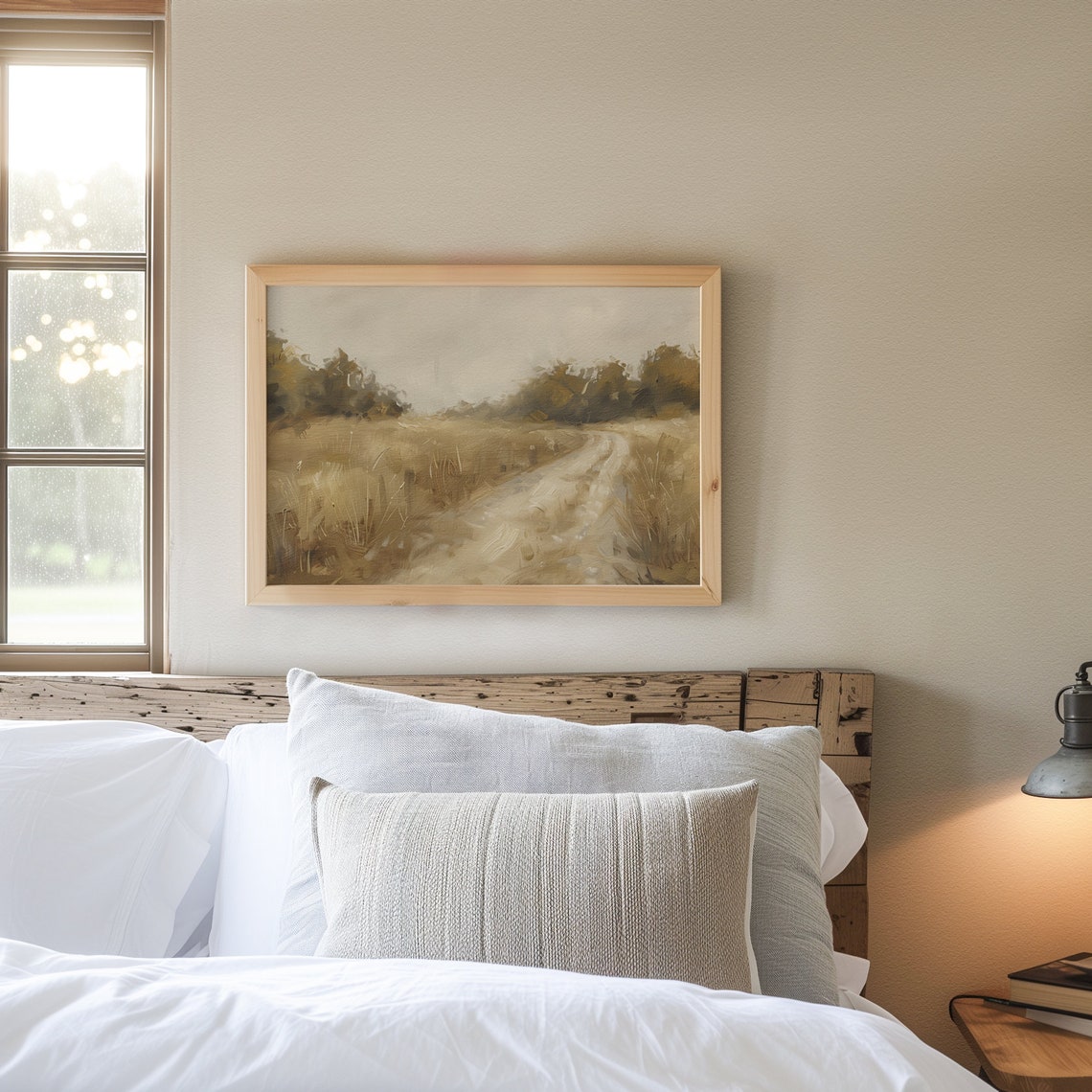 Country Road Landscape Painting Neutral Beige Countryside Path Poster - Image 6