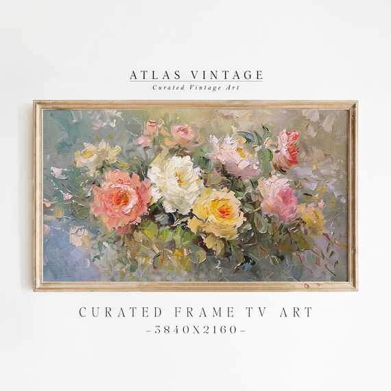 Colorful Summer Roses Vintage Style Spring Floral Oil Painting Poster