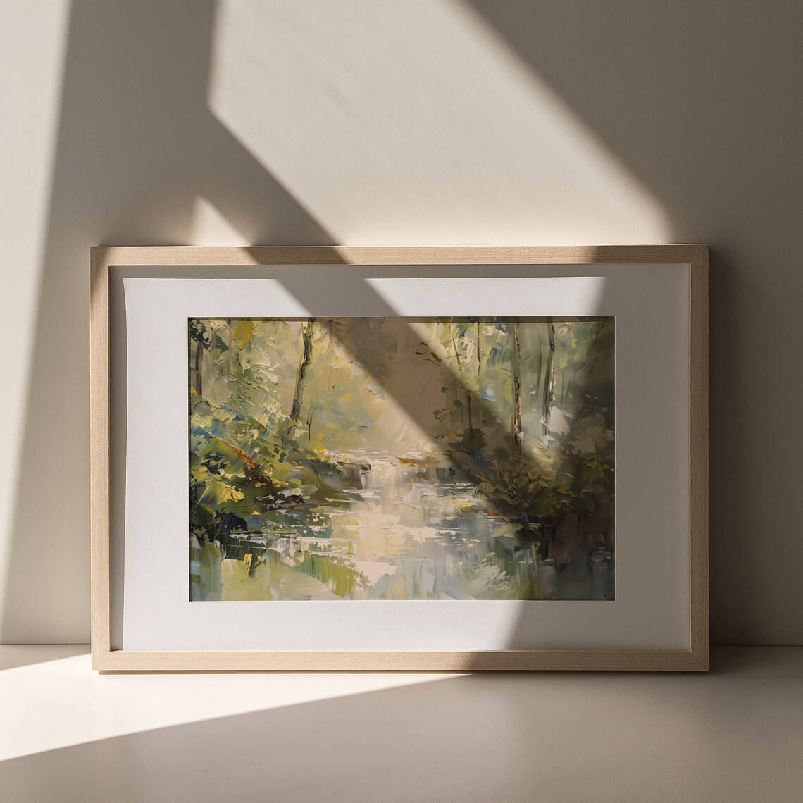 Sunlit Forest Stream With Sparkling Water And Green Canopy Woodland Poster - Image 5