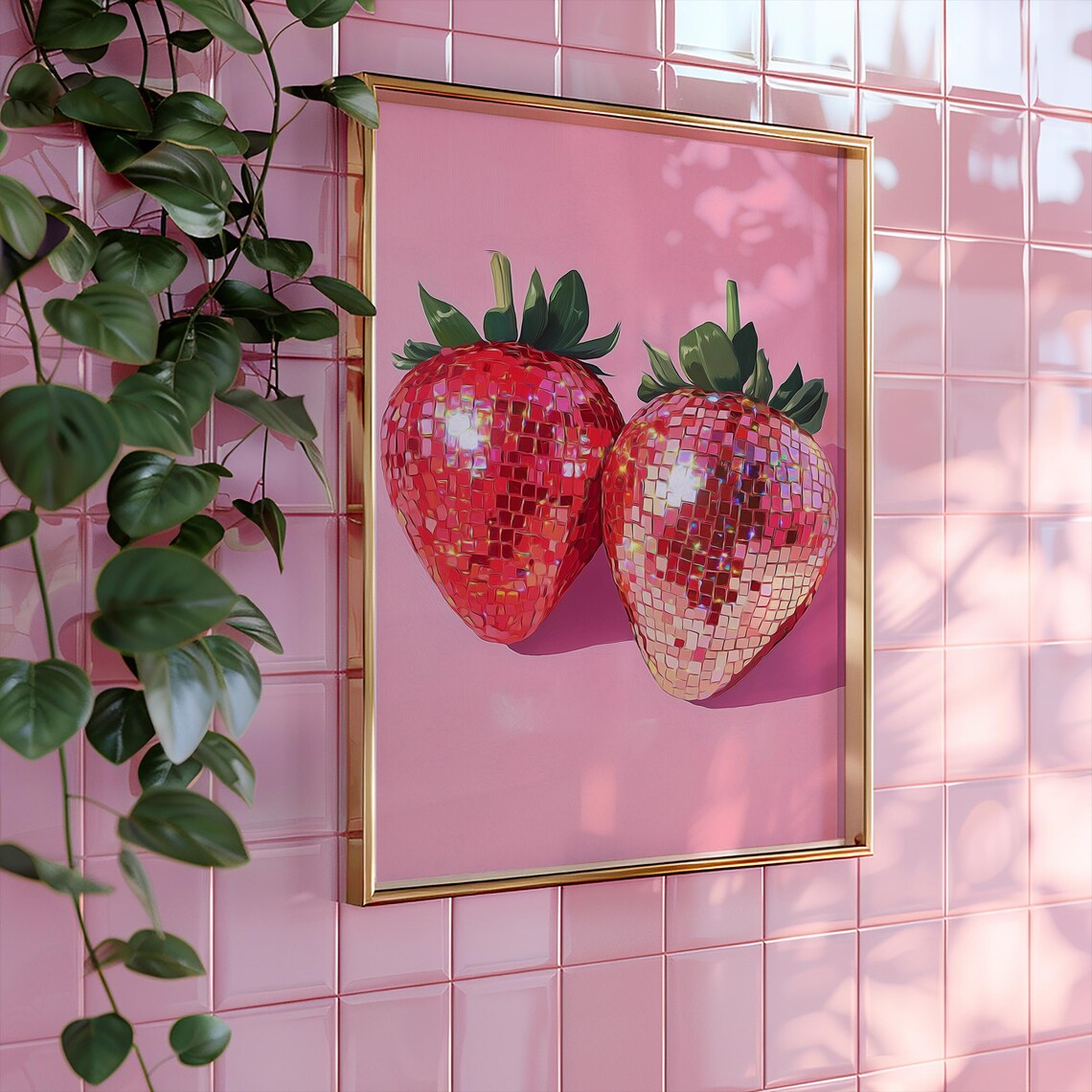 Disco Strawberry Poster, Retro Preppy Wall Art - Image 4