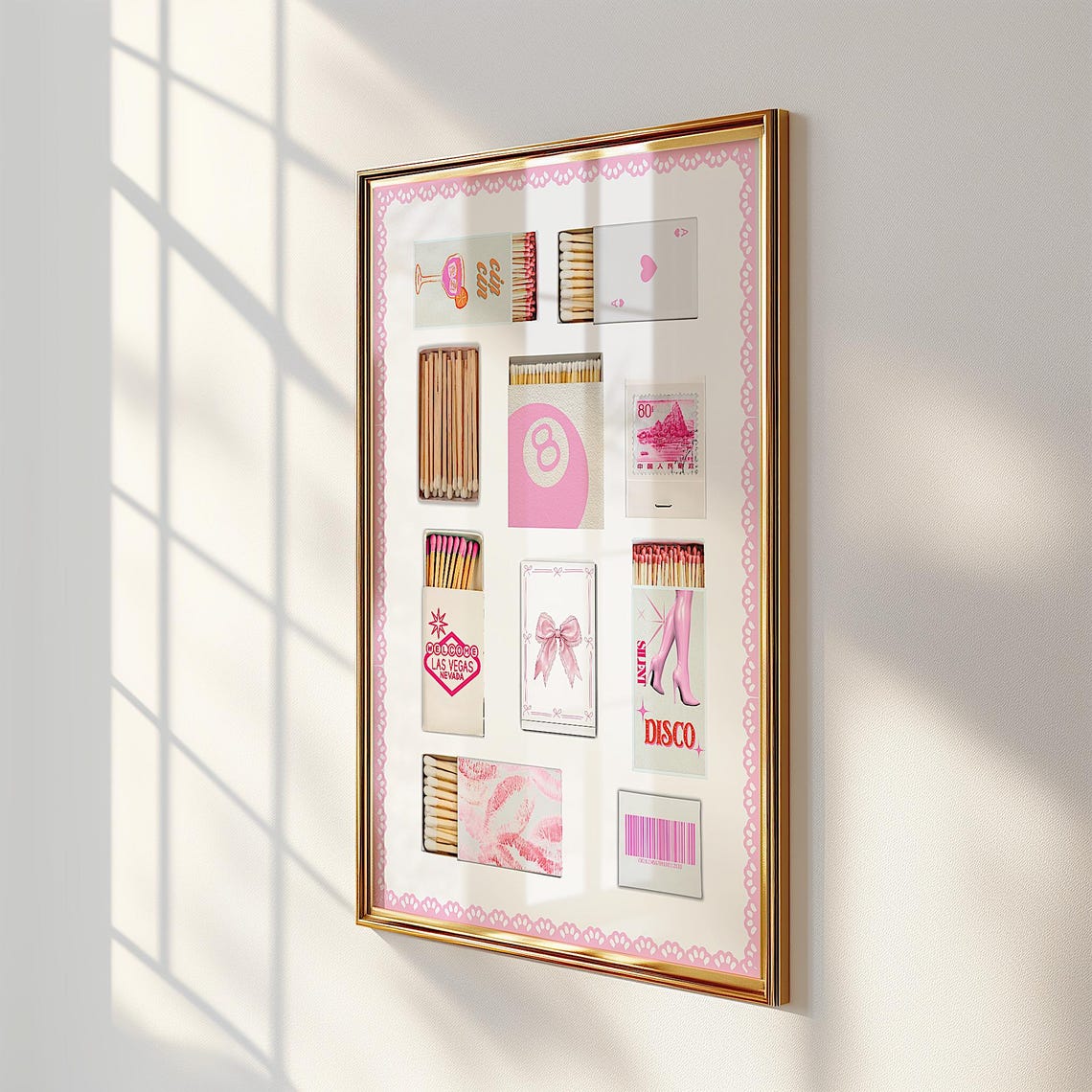Pink Matchbox Collage Lace Border Coquette Trendy Aesthetic Poster - Image 4