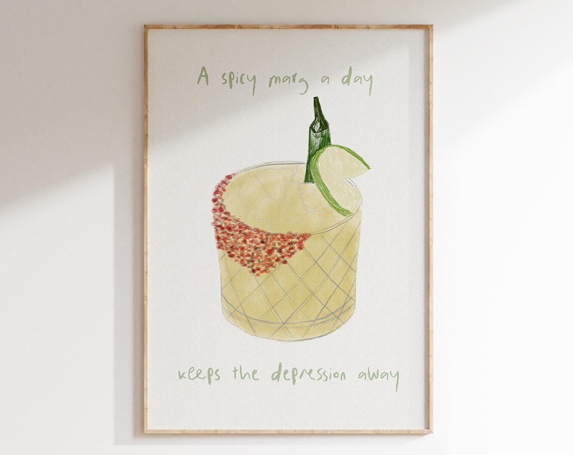 Spicy Marg A Day Funny Margarita Kitchen Art Print