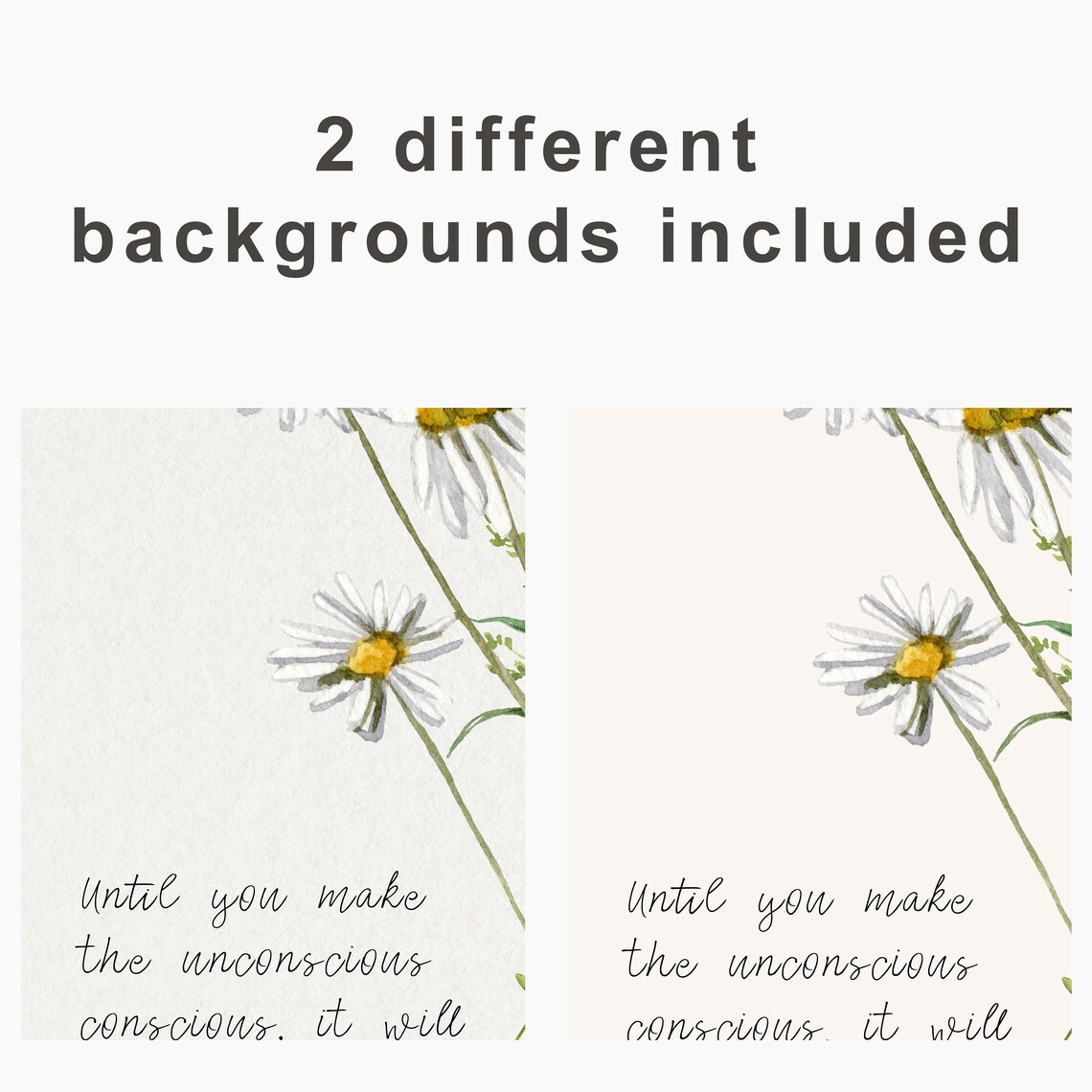 C G Jung Unconscious Conscious Quote Daisy Watercolor Poster - Image 3