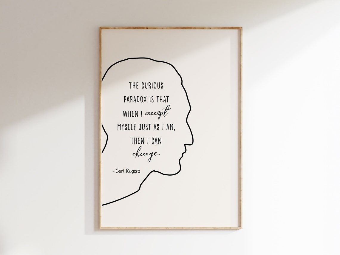 Carl Rogers Accept Yourself Quote Head Silhouette Therapy Poster