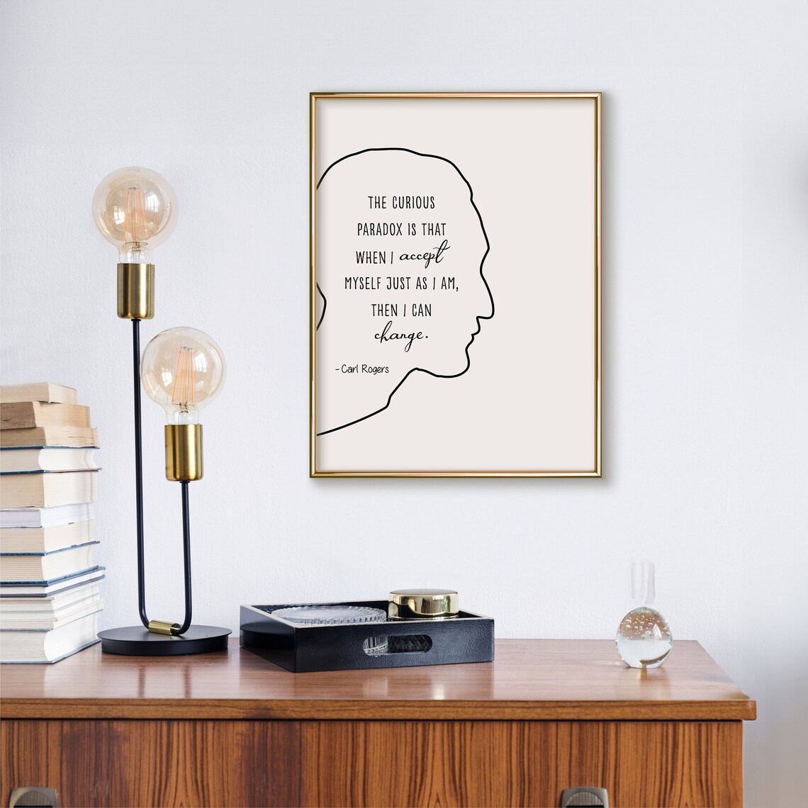 Carl Rogers Accept Yourself Quote Head Silhouette Therapy Poster - Image 3
