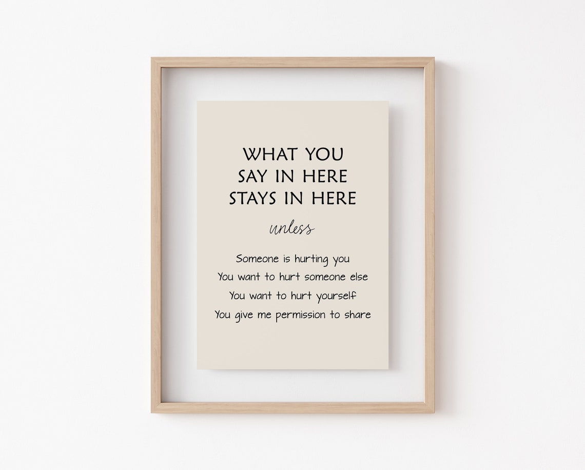 Confidentiality Sign What You Say in Here Stays in Here Therapy Poster - Image 3