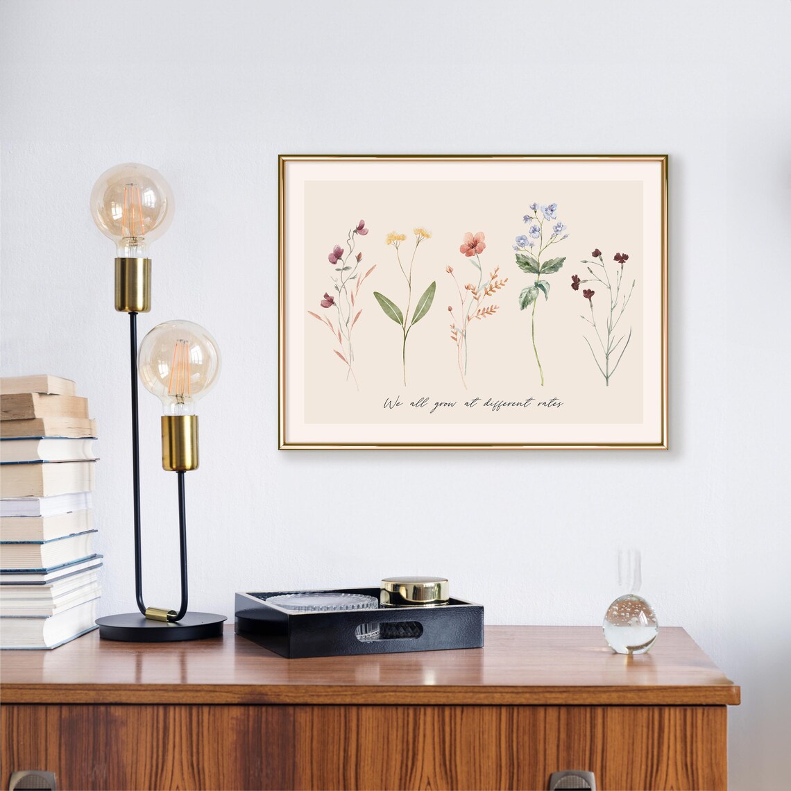 We All Grow At Different Rates Watercolor Wildflowers Quote Poster - Image 3