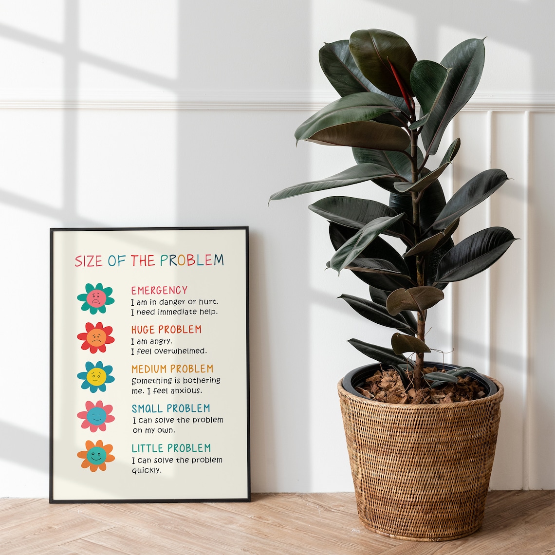 Size Of The Problem Flowers Kids Emotions Regulation Chart Poster - Image 3