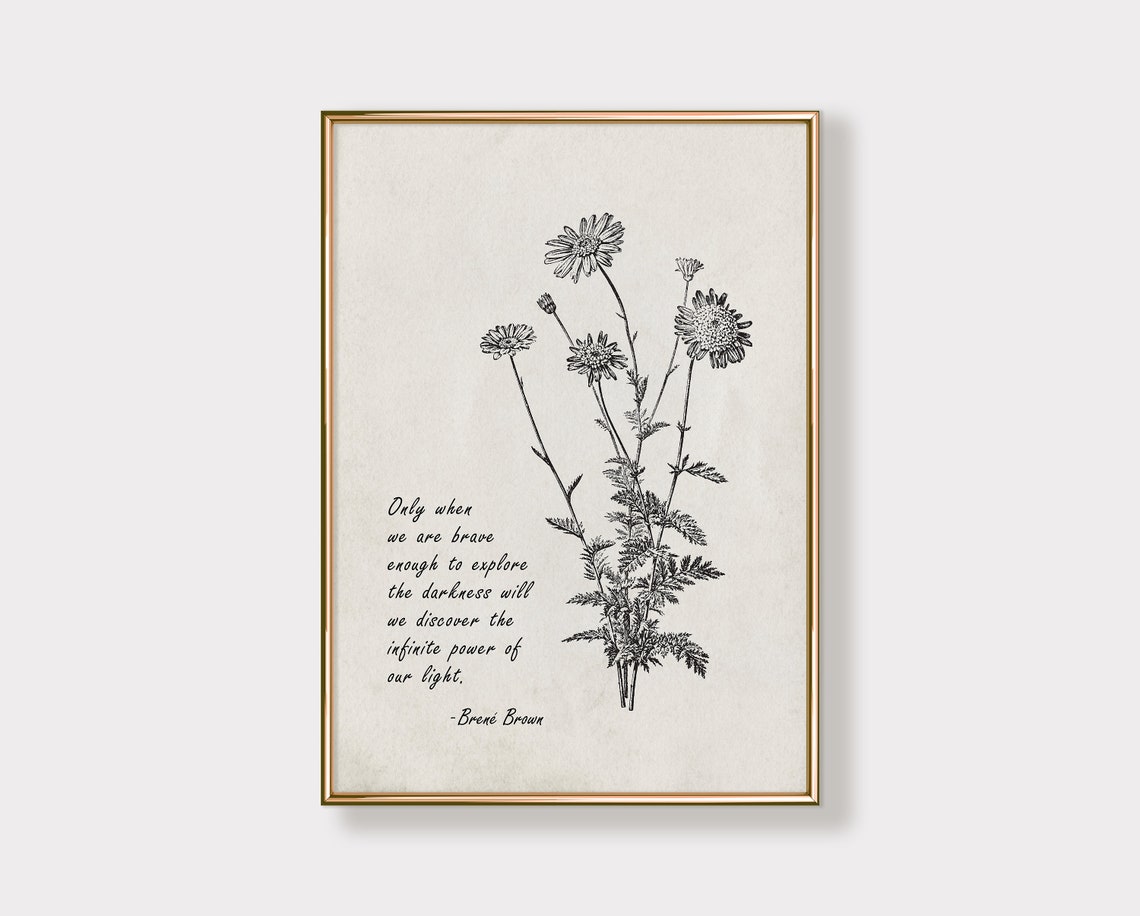 Brene Brown Brave Enough Darkness Light Vintage Botanical Poster - Image 2