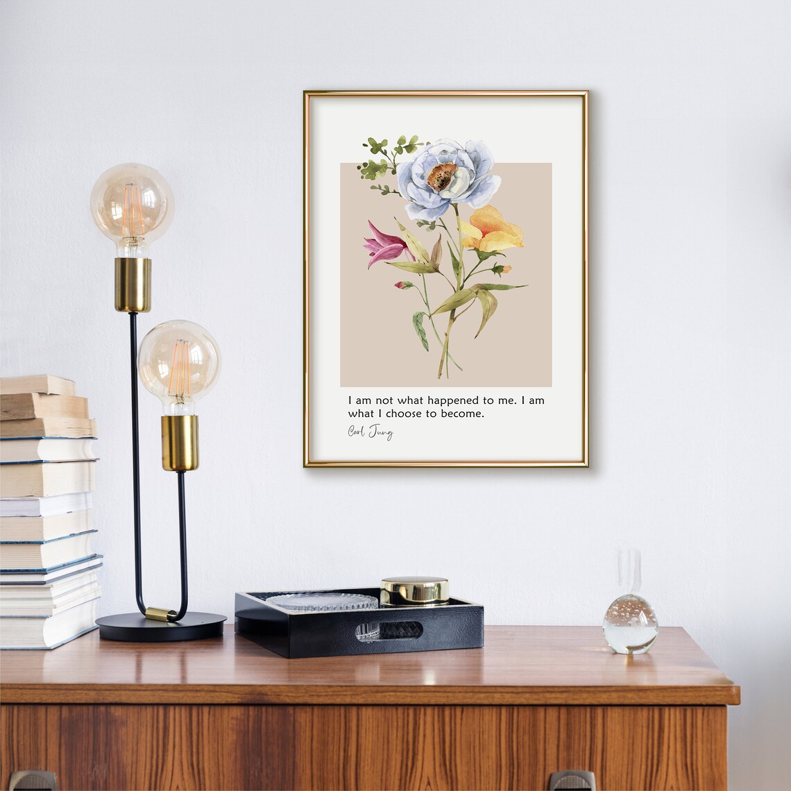 Carl Jung Choose To Become Floral Watercolor Therapy Office Poster - Image 3