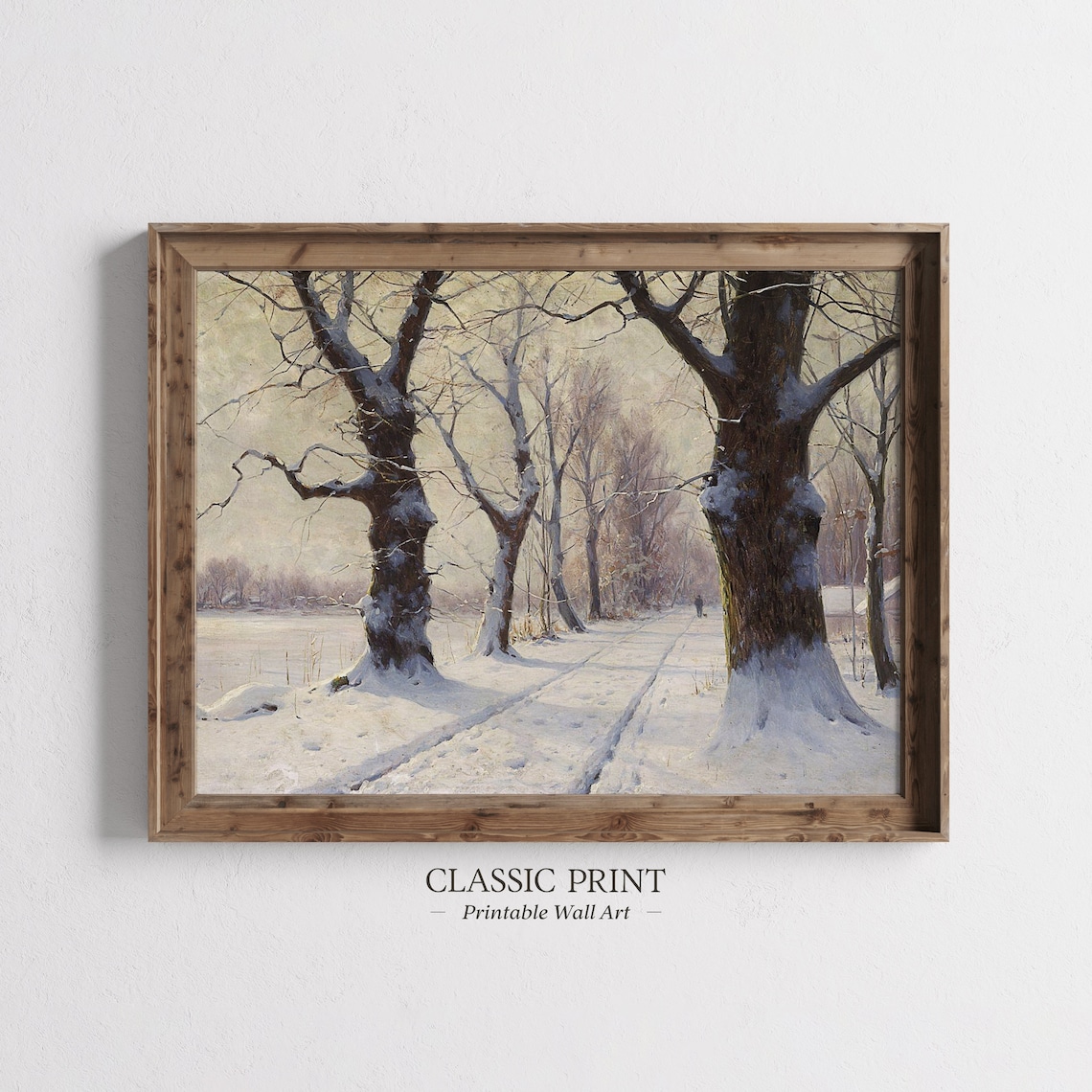 Winter Landscape Print Forest Moody Nature Vintage Oil Painting