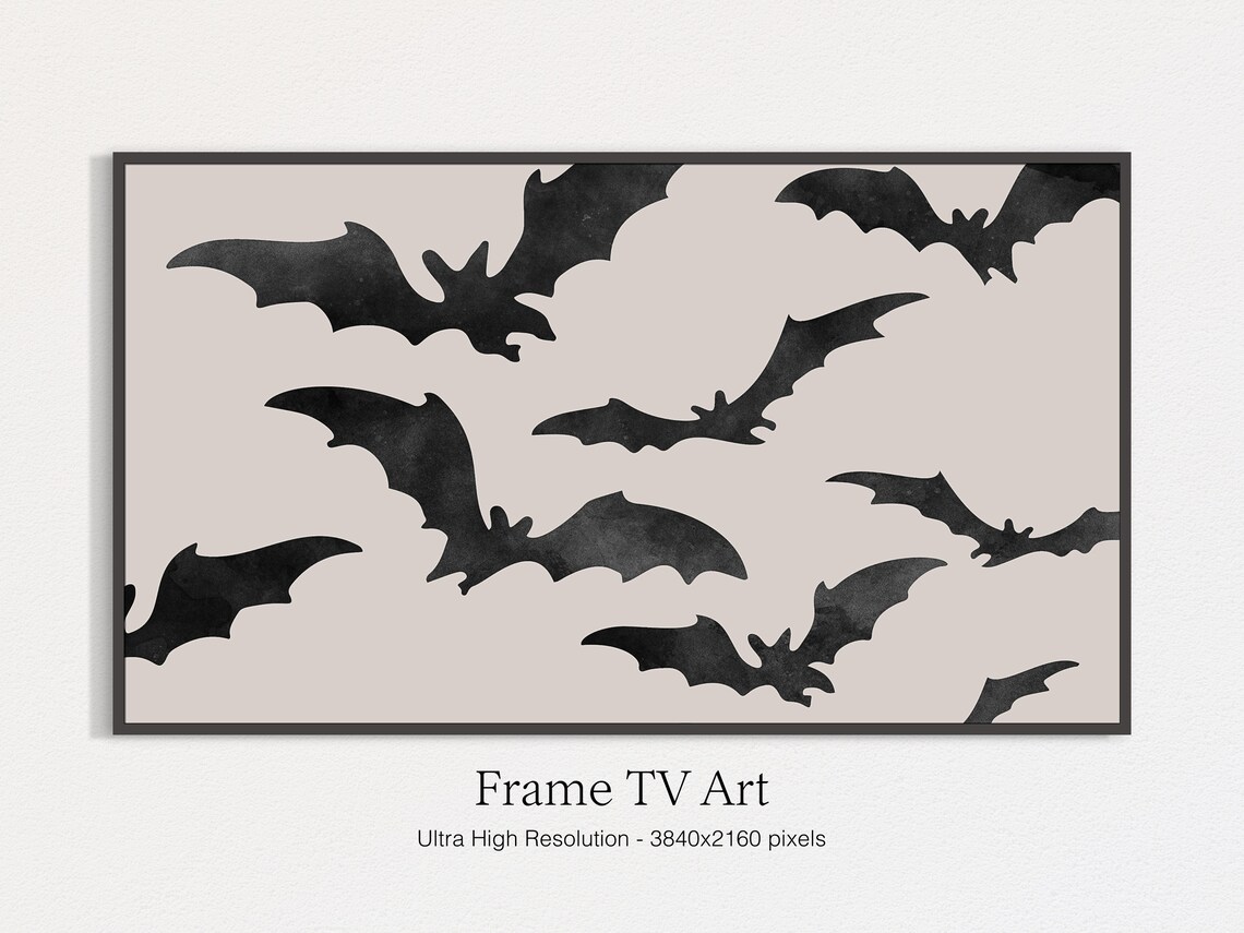 Halloween Black Bats Watercolor Art Print - Image 4