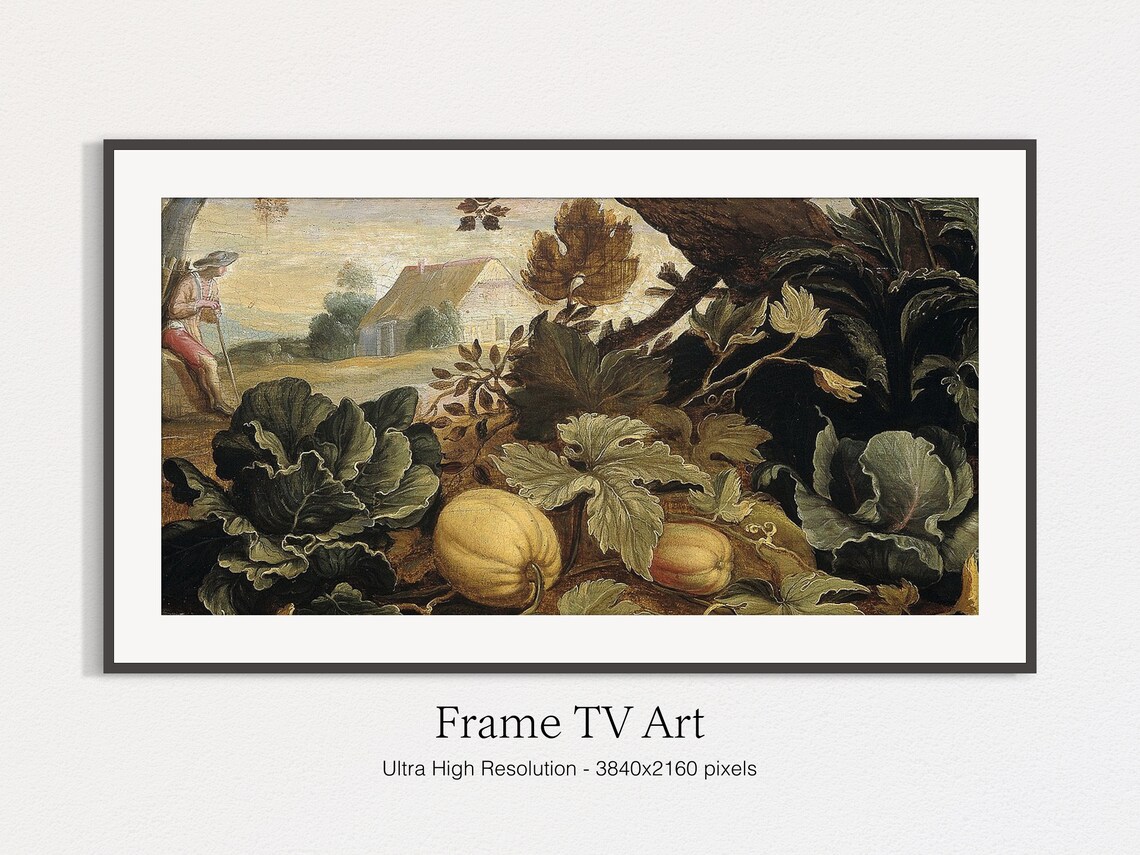 Thanksgiving Vintage Pumpkin Moody Oil Painting Art Print