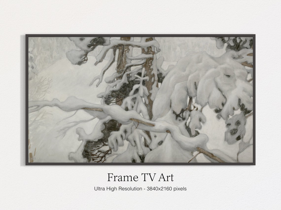 Snow Laden Branches Winter Close Up White Monochrome Tree Print