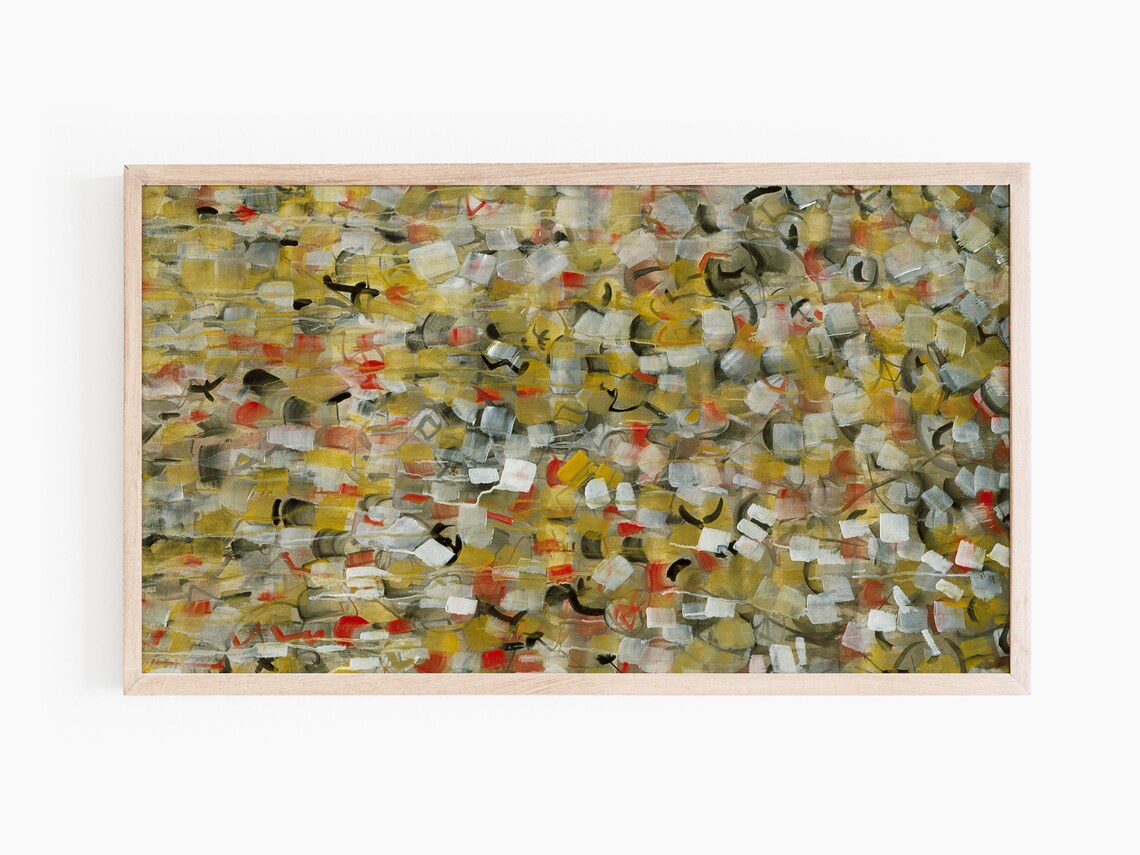 Abstract Yellow and Gray Texture Brushwork Modern Oil Painting Poster - Image 3