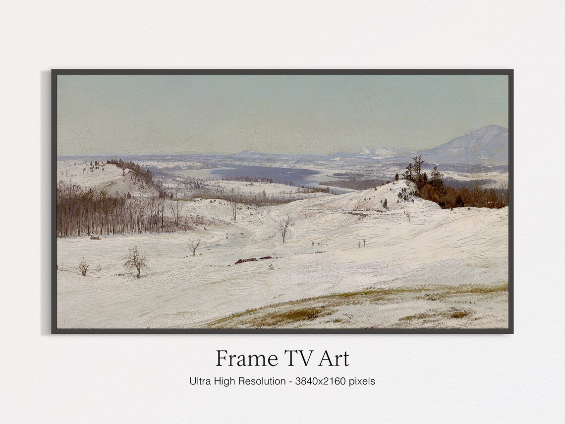 Frame Tv Art Christmas Winter Oil Landscape Vintage Painting Art For Tv Winter Christmas Art Instant