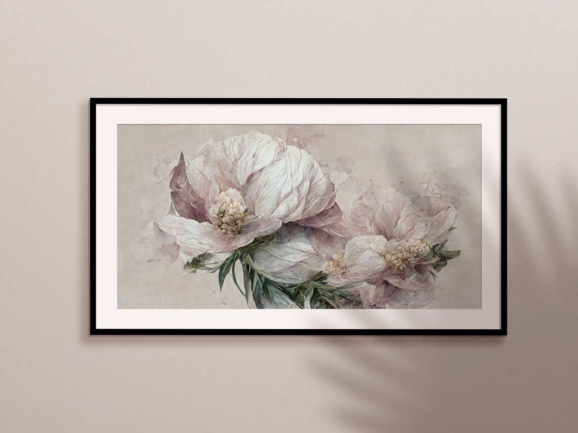 Blush Pink Peonies Close Up Soft Floral Botanical Watercolor Art Print - Image 2