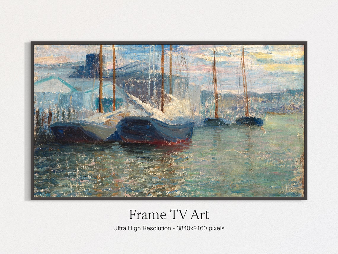 Spring Harbor Scene, Classic Painting