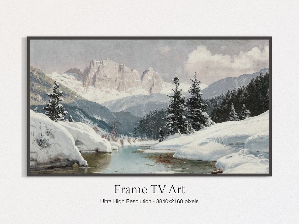 Winter Oil Landscape Art Print for TV Wall Decor - Image 4