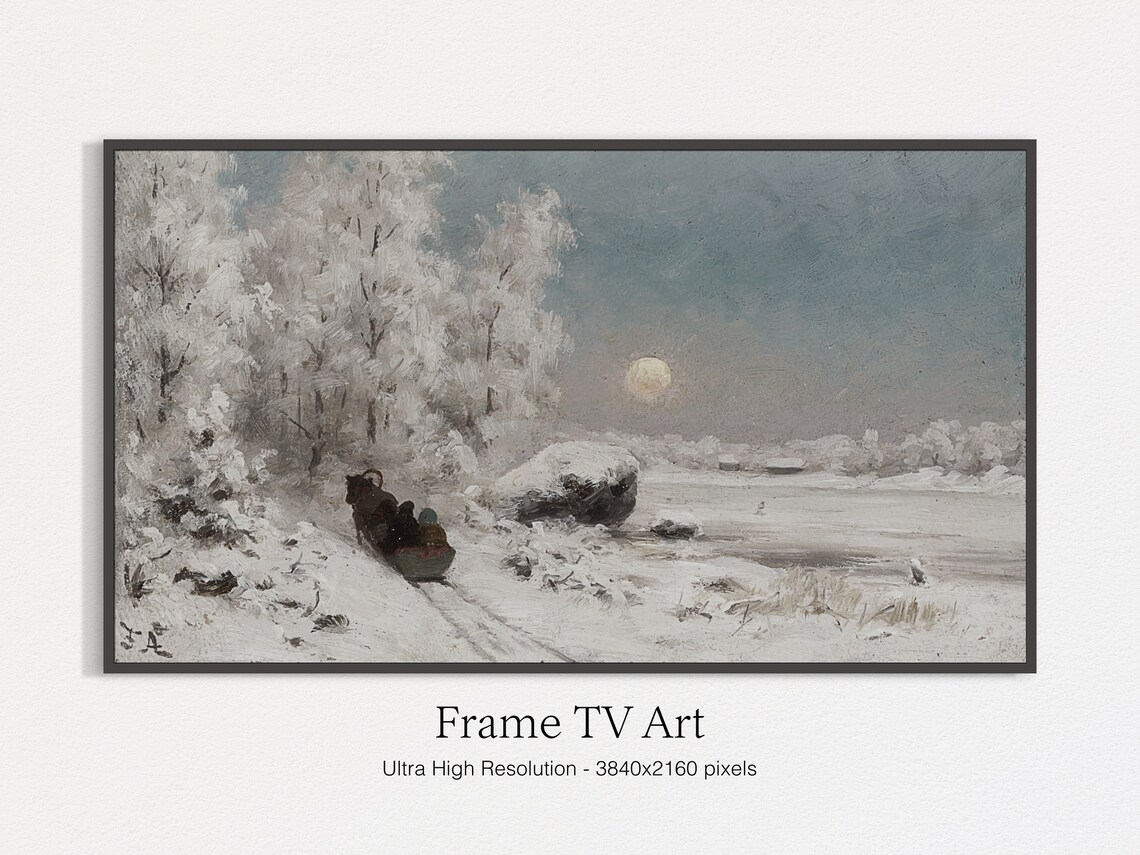 Winter Vintage Painting Art Print for TV Decor