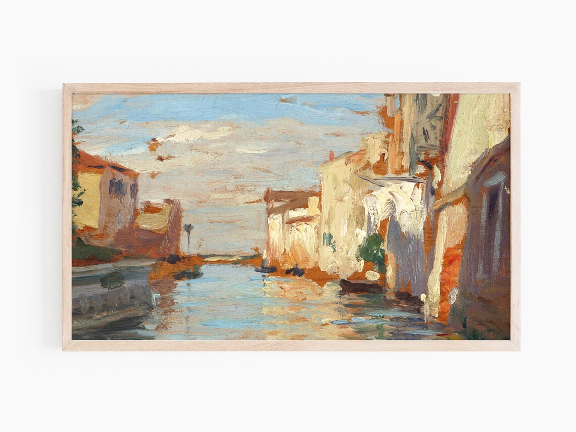 Summer Venice Canal Impressionist Painting Sunlit Buildings Poster - Image 2