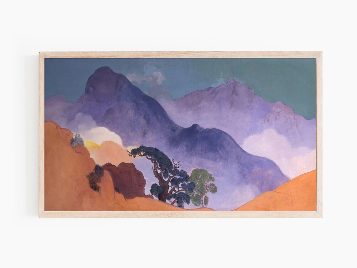 Mountain Tops Oil Painting, Nature Landscape - Image 3