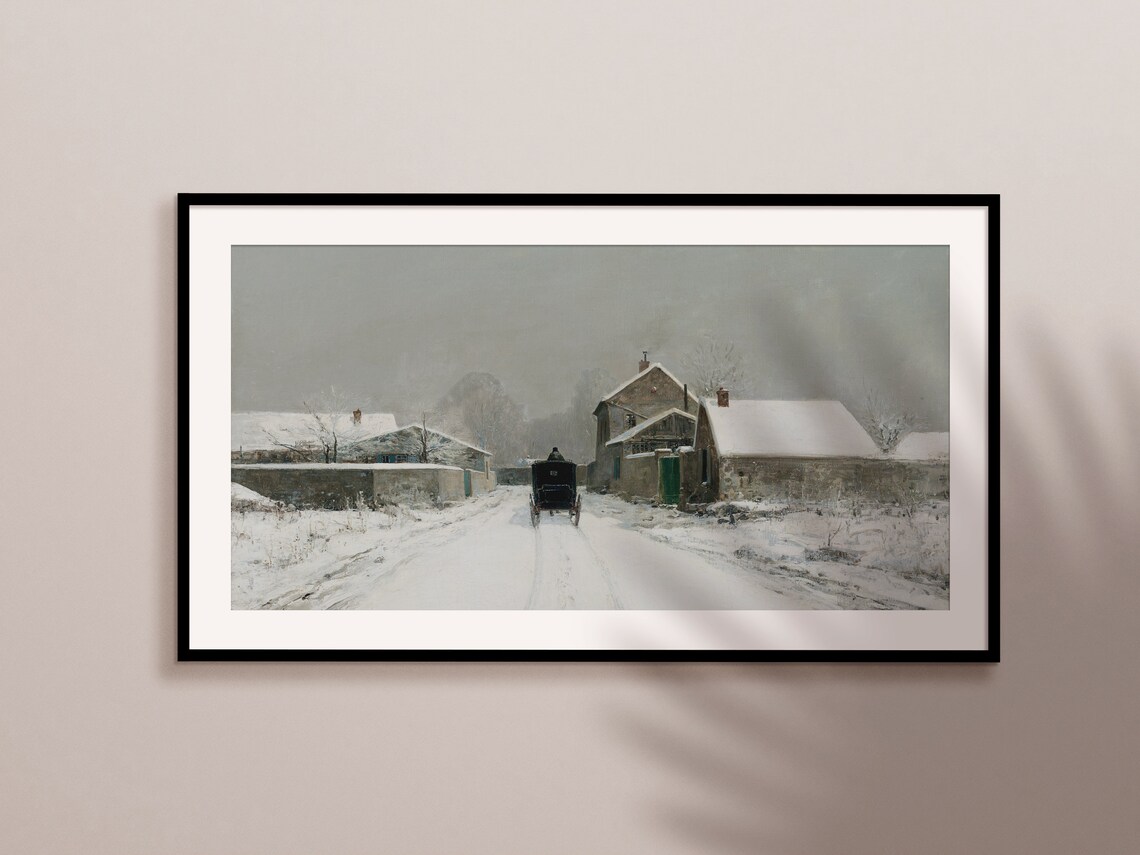 Christmas Winter Town Vintage Holiday Art Print - Image 2