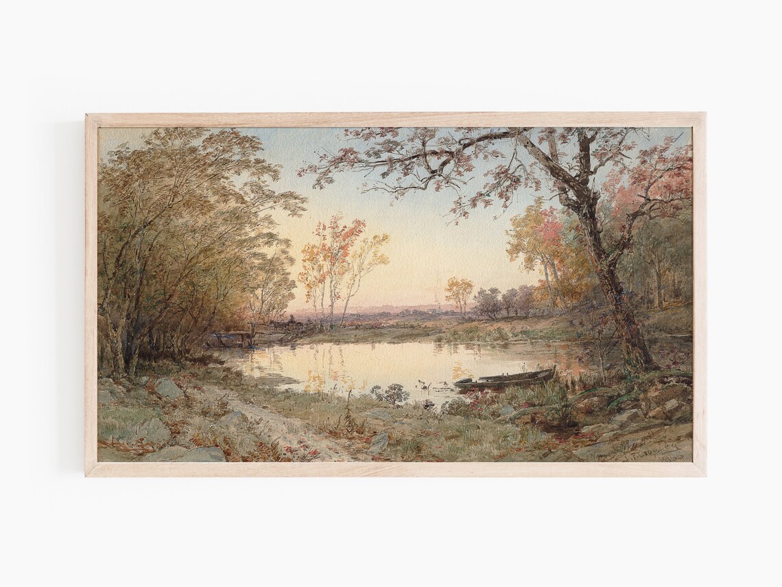 Autumn Watercolor Landscape Art Print for TV - Image 2