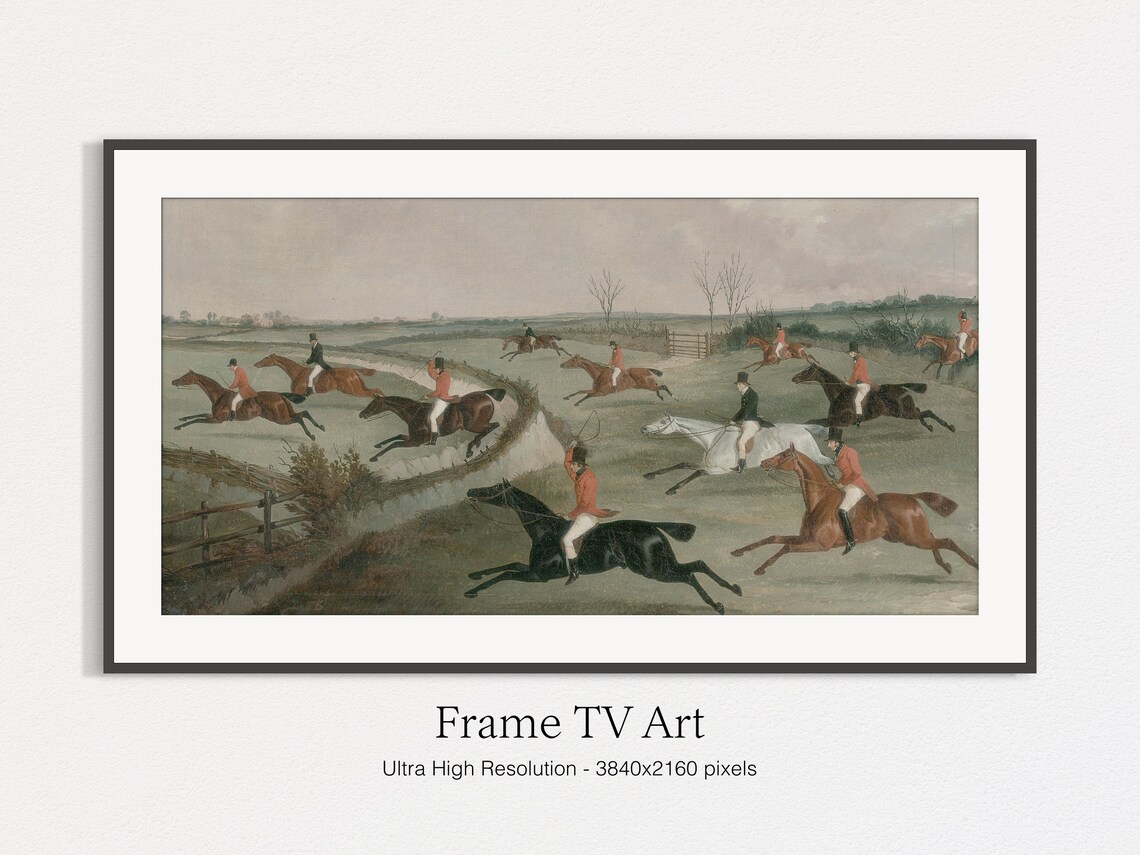 Vintage Horses Neutral Oil Landscape Art Print - Image 4