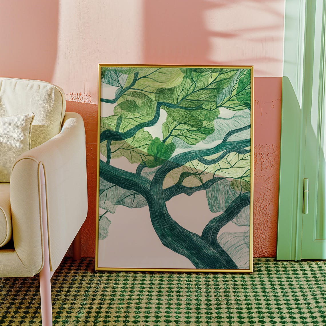 Hand Drawn Botanical Tree Canopy Art Print - Image 3