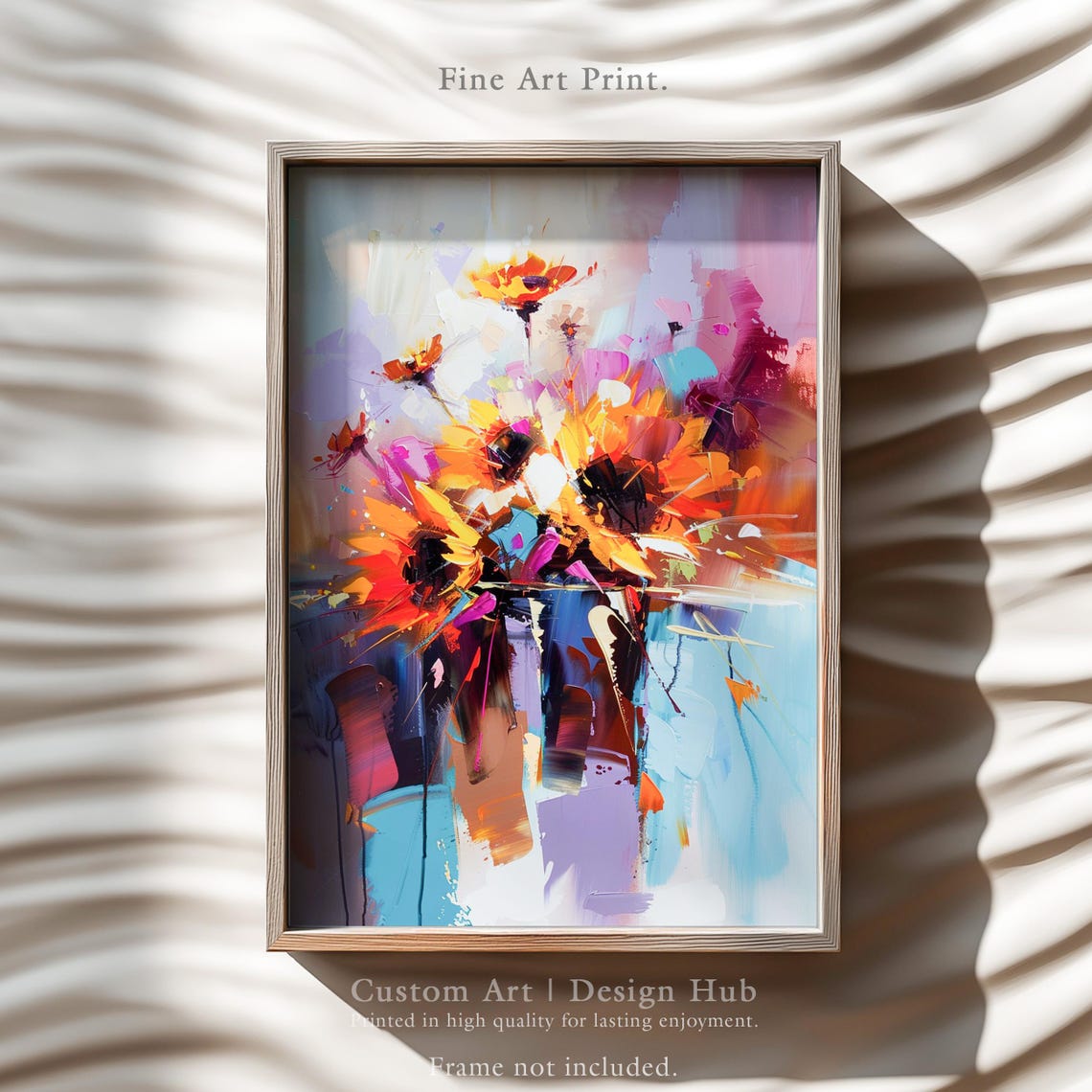 Vibrant Sunflowers Blue Vase Modern Impressionist Floral Art Poster
