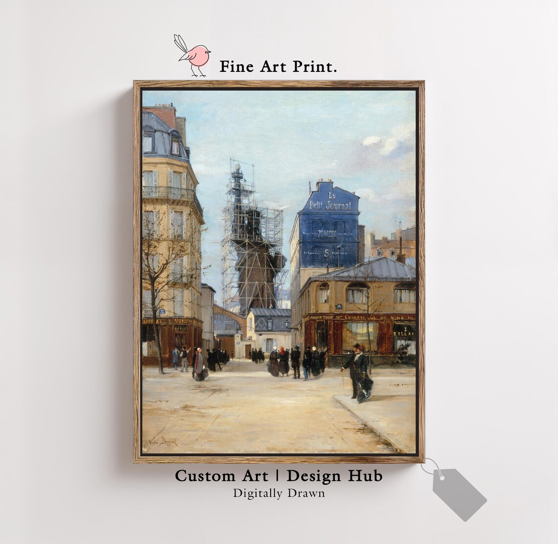 Vintage Paris Street Scene Art Print, 19th Century Architecture