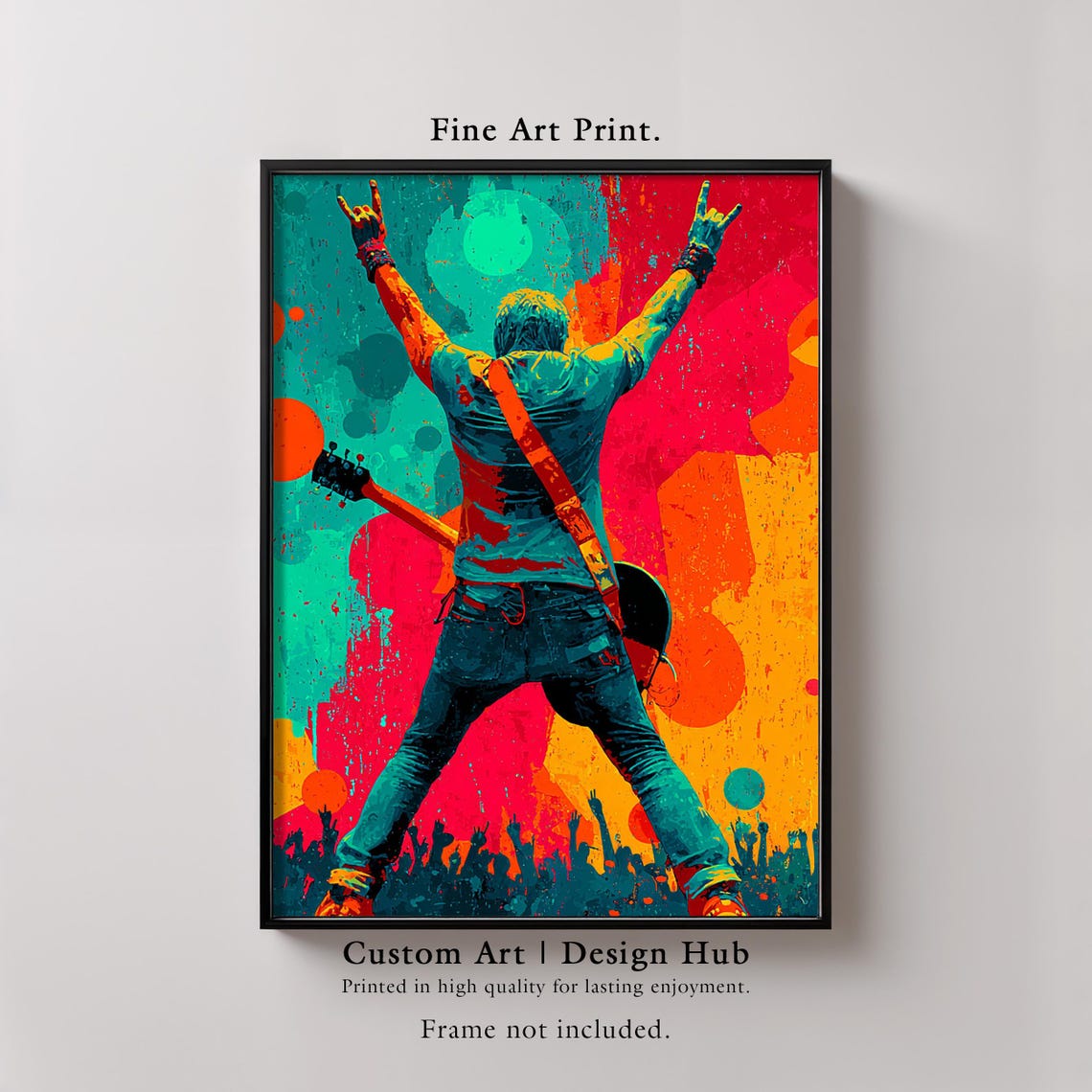 Rock Guitarist Concert Pop Art Guitar Player Colorful Music Poster