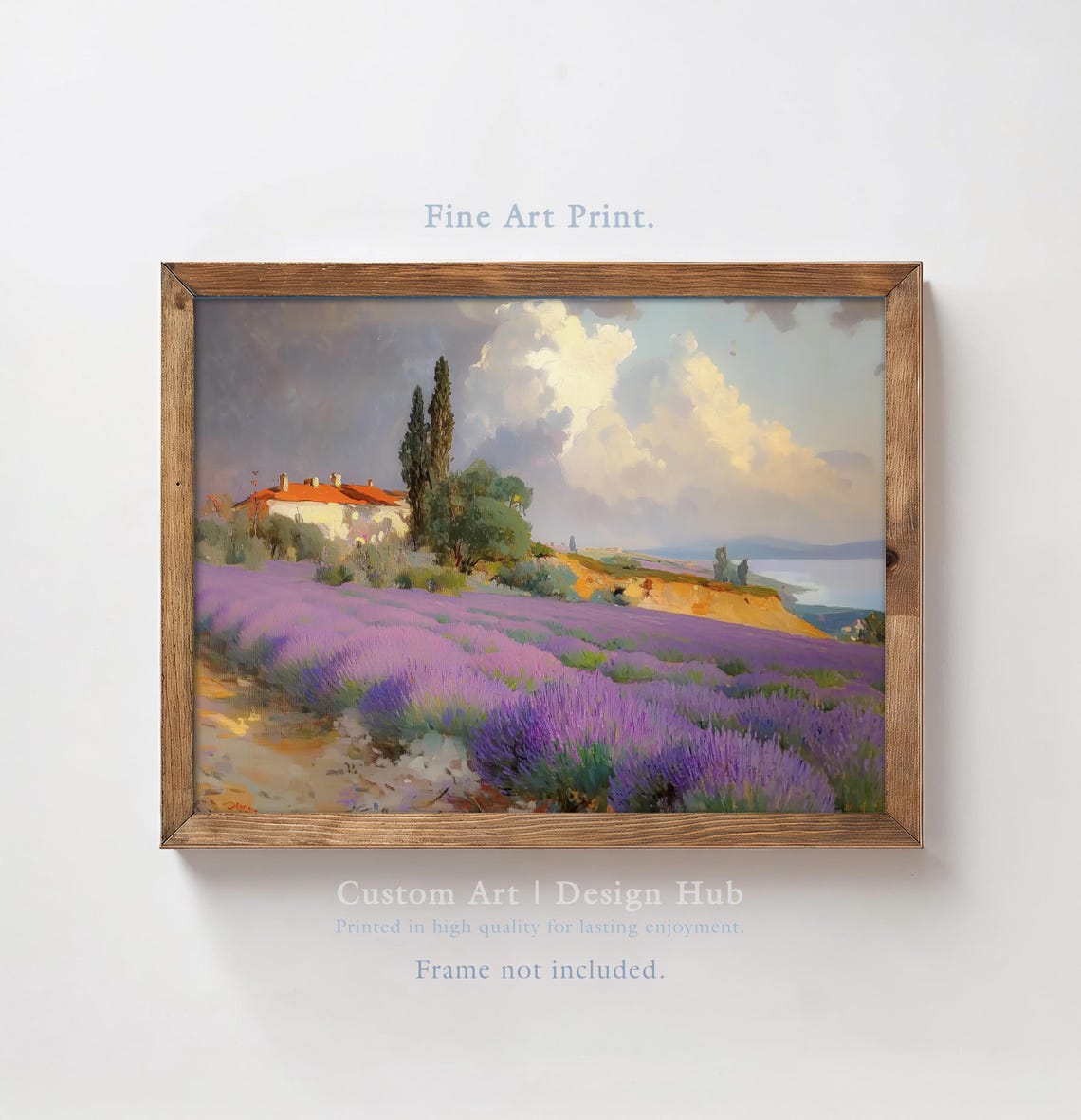 Lavender Field Farmhouse Cypress Trees Purple Bloom Oil Wall Art