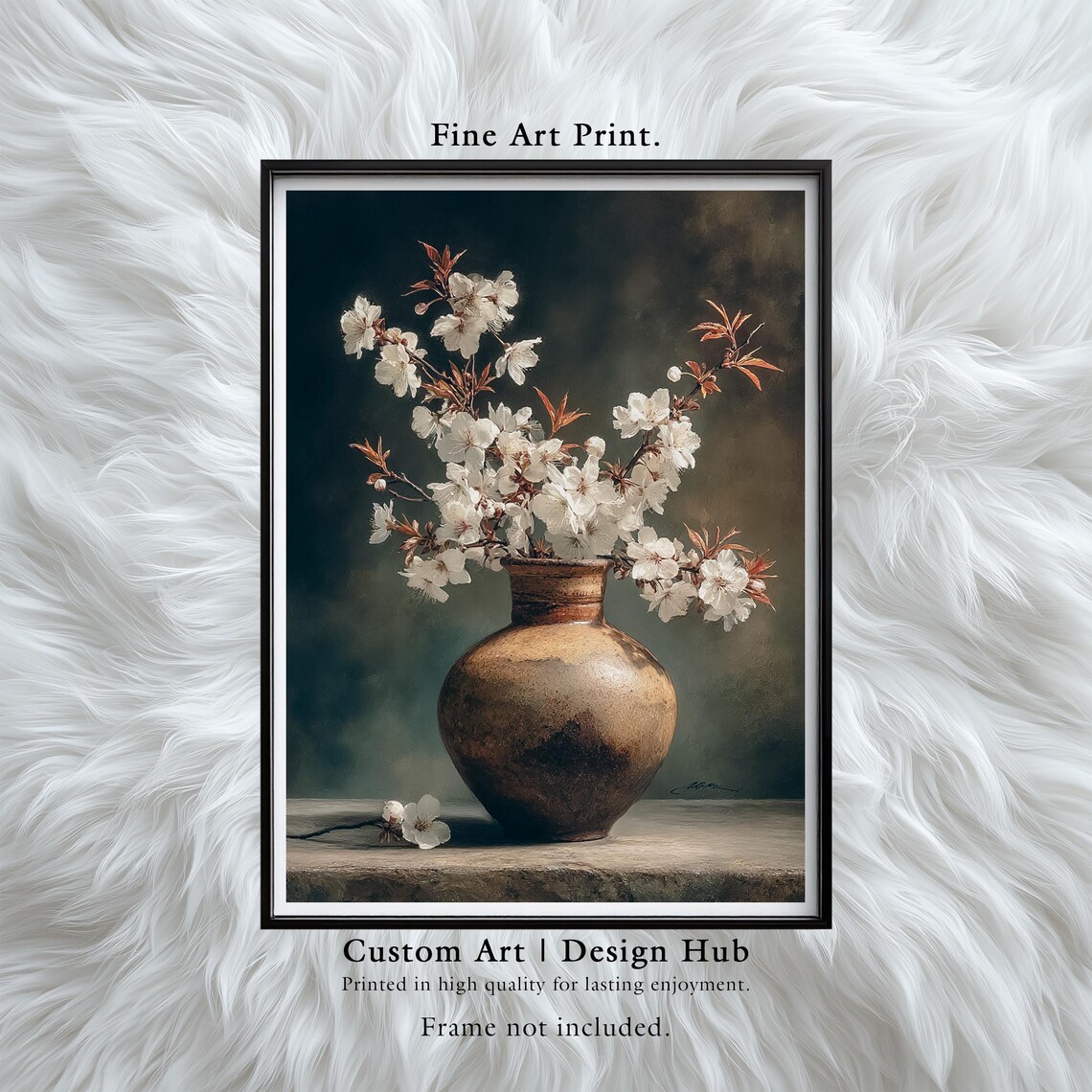 Cherry Blossom Print Minimalist Floral Still Life Asian Inspired Wall Art