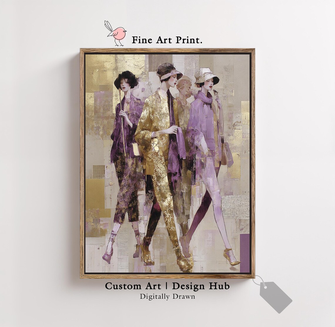 Elegant Ladies In Gold And Purple Vintage Fashion Fine Art Print