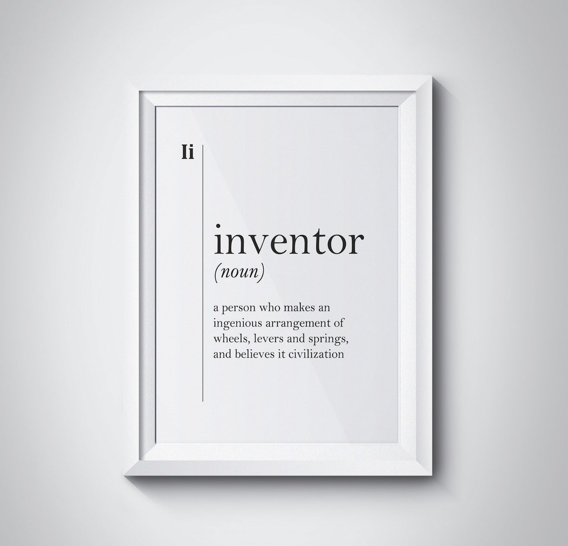 Inventor Funny Dictionary Definition Wheels Levers Springs Wall Poster