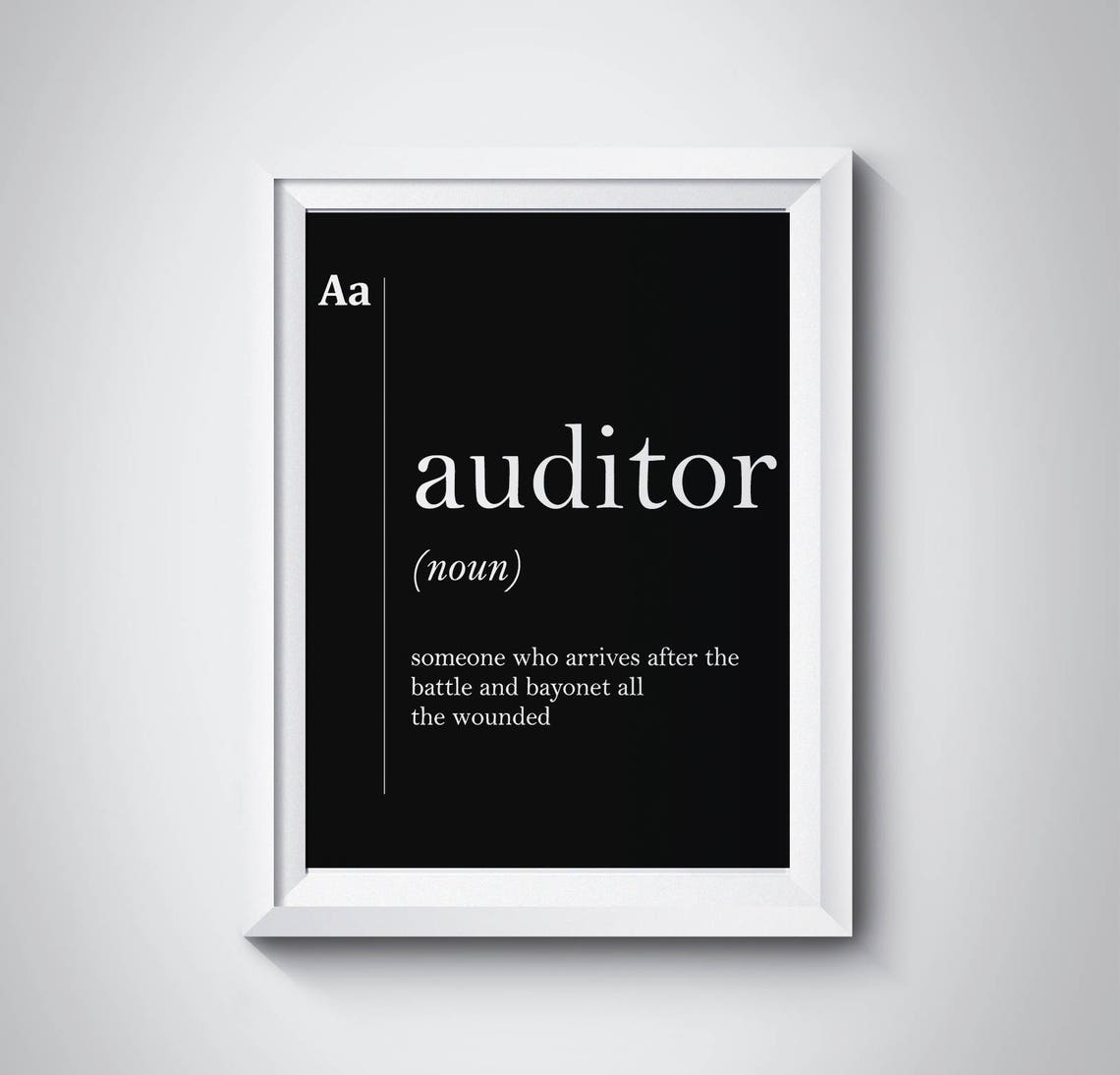 Auditor Definition Poster Funny Accountant Gift Black White Office Art
