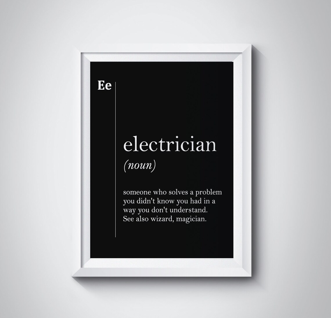 Electrician Funny Definition Tradesman Gift Black Dictionary Poster