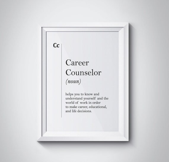 Career Counselor Definition Print College Coworker Gift New Job Wall Art Scandinavian Black White Decor Dictionary University Poster