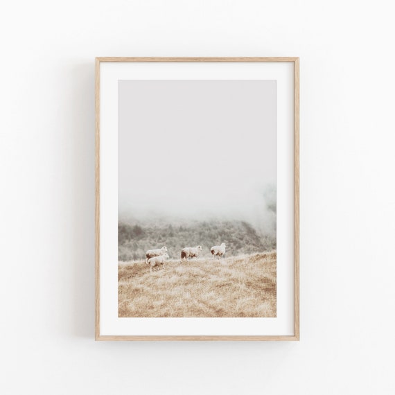 Farmhouse Nature Landscape Wall Art, Neutral Fall Print